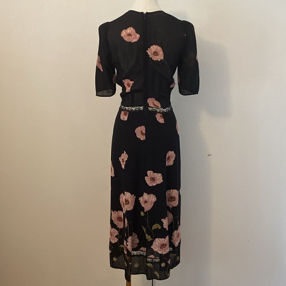 Reformation Black and Pink Floral Alina Dress Size 4 - Picture 9 of 15